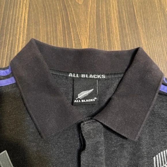 Adidas ALL BLACKS Polo Shirt Men's L New Zealand Rugby Black Embroidered logos